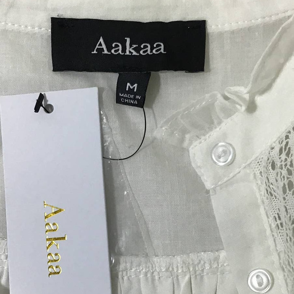 AaKaa SZ M White Lace Cotton Belted Long Sleeve Flutter Mini Dress NWT B21 - Picture 5 of 6